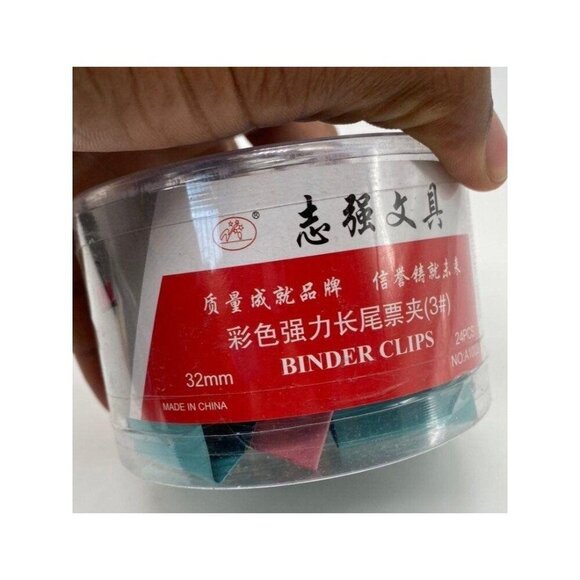 Long Tail Binder Clips 24 Pieces/Set Metal Multicolor Barrel - Picture 8 of 8